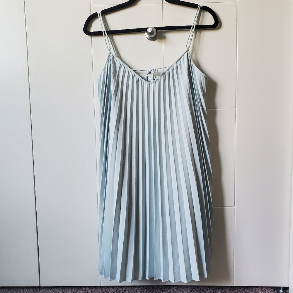 Club Monaco Light Blue Pleated Mini Dress